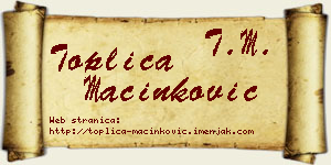 Toplica Mačinković vizit kartica